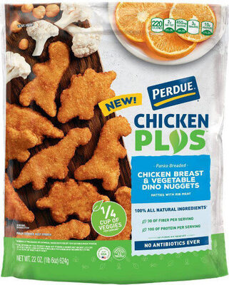 Panko Breaded Chicken Breast & Vegetable Dino Nuggets Patties With Rib Meat, Panko Breaded