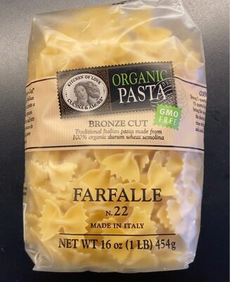 Bronze Cut Organic Pasta, Farfalle N. 22