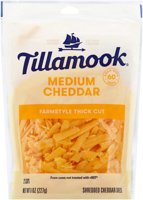Medium Cheddar Farmstyle Thick Cut Shredded Cheddar Cheese, Medium Cheddar