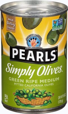 Simply Olives, Green Ripe Medium Pitted Olives, Green