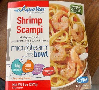 Shrimp Scampi Bowl With Linguine, Carrots, Garlic Butter Sauce, & Parmesan Cheese, Shrimp Scampi