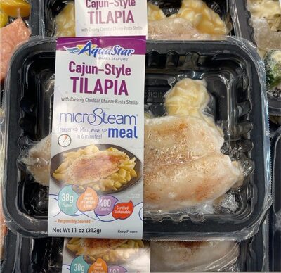 Cajun-Style Tilapia Meal With Creamy Cheddar Cheese Pasta Shells, Cajun-Style