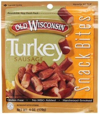 Old Wisconsin, Snack Bites Turkey Sausage, Hardwood-Smoked, Hardwood-Smoked