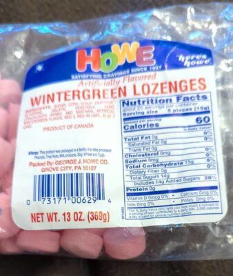 Wintergreen Lozenges Candy, Wintergreen