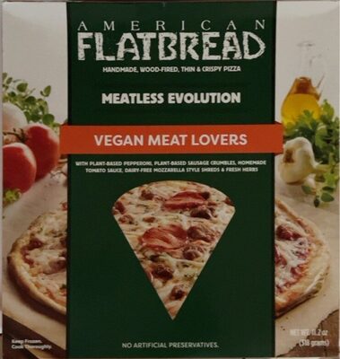 Vegan Meat Lovers With Plant-Based Pepperoni, Plant-Based Sausage Crumbles, Homemade Tomato Sauce, Dairy-Free Mozzarella Style Shreds & Fresh Herbs Handmade, Wood-Fried, Thin & Crispy Pizza, Vegan Meat Lovers