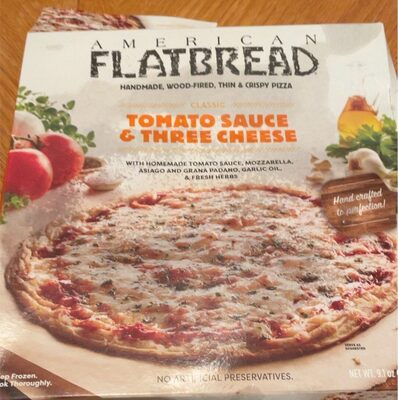 Classic Tomato Sauce & Three Cheese With Homemade Tomato Sauce, Mozzarella, Asiago And Grana Padano, Garlic Oil, & Fresh Herbs Handmade, Wood-Fired, Thin & Crispy Pizza, Classic Tomato Sauce & Three Cheese