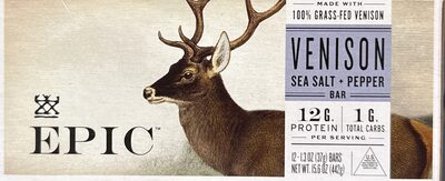 EPIC Sea Salt Pepper Venison Bars 12 Count