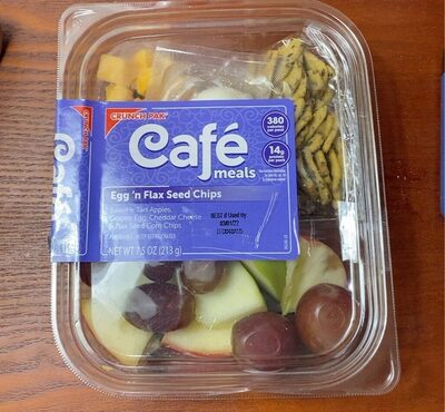 Egg 'N Flax Seed Chips Sweet & Tart Apples, Grapes, Egg, Cheddar Cheese & Flax Seed Corn Chips Cafe Meals, Egg 'N Flax Seed Chips