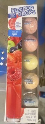 Grape, Strawberry, Peach, Tropical Punch Flavored Fizzpop Drops, Grape, Strawberry, Peach, Tropical Punch