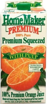Home Maker, 100% Premium Orange Juice With Pulp