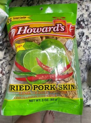 Lime - Chili Flavor Fried Pork Skins Strips, Lime - Chili