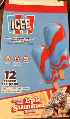 Red Cherry & Blue Raspberry Swirled Frozen Ice Pops, Red Cherry & Blue Raspberry