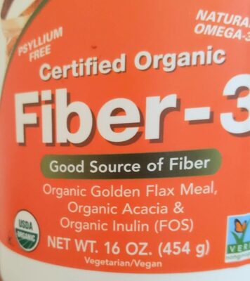Certified Organic Fiber-3 Golden Flax Meal, Acacia & Inulin (Fos) Powder