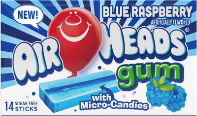 Blue Raspberry With Micro-Candies Sugar Free Gum, Blue Raspberry