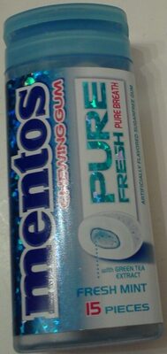 Mentos, Sugar Free Gum, Fresh Mint, Green Tea Extract, Fresh Mint, Green Tea Extract