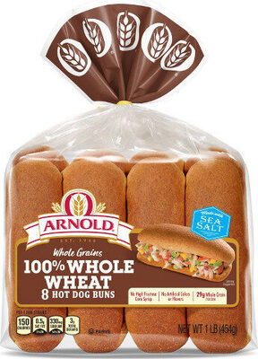 100% Whole Wheat Hot Dog Buns, 100% Whole Wheat