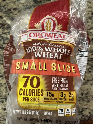 100% Whole Wheat Small Slice Bread, 100% Whole Wheat