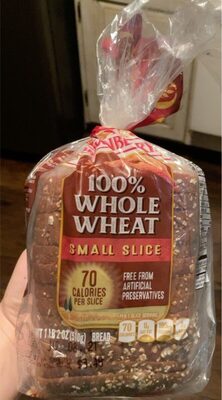 100% Whole Wheat Small Slice Bread, 100% Whole Wheat