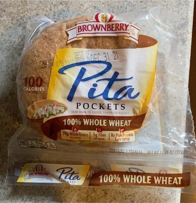 100% Whole Wheat Pita Pockets, 100% Whole Wheat