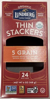 5 Grain Organic Brown Rice, Popcorn, Quinoa, Millet, And Flaxseed Salt - Free Puffed Grain Cakes, 5 Grain