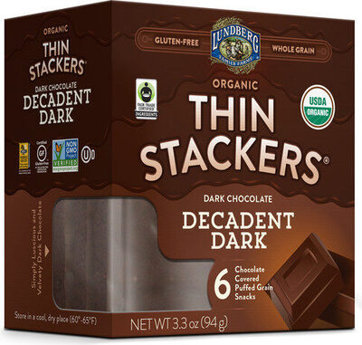 Dark Chocolate Decadent Dark Organic Chocolate Covered Puffed Grain Snacks, Dark Chocolate Decadent Dark