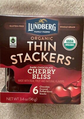 Dark Chocolate Cherry Bliss Organic Chocolate Covered Puffed Grain Snacks, Dark Chocolate Cherry Bliss
