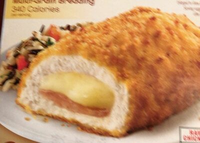 Cordon Bleu Breaded Raw Stuffed Chicken Breasts With Rib Meat Filled With Blended Cheeses & Cooked Ham, Cordon Bleu