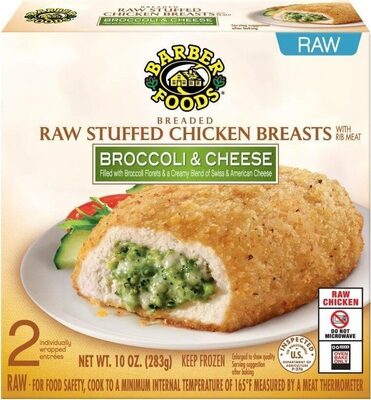 Breaded Raw Stuffed Chicken Breast With Rib Meat, Broccoli & Cheese