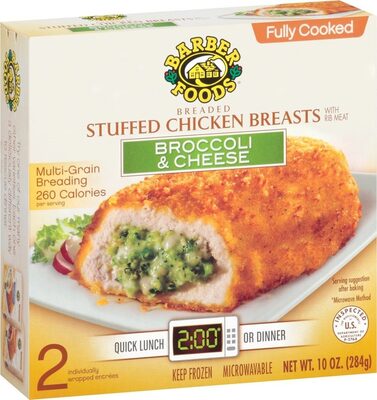 Broccoli & Cheese With Rib Meat Breaded Stuffed Chicken Breasts, Broccoli; Cheese