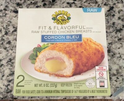 Cordon Bleu Filled With A Blend Of Cheeses & Ham Fit & Flavorful Breaded Raw Stuffed Chicken Breasts With Rib Meat, Cordon Bleu