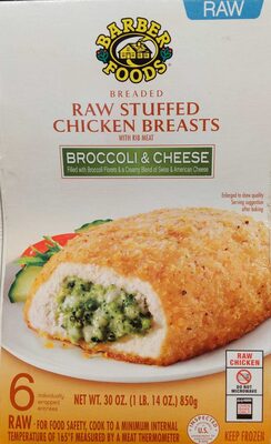 Broccoli & Cheese Breaded Raw Stuffed Chicken Breasts, Broccoli & Cheese