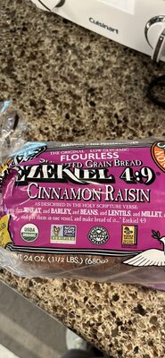 Cinnamon Raisin Flourless Sprouted Grain Bread, Cinnamon Raisin