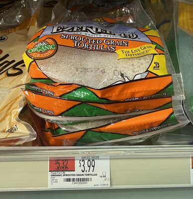 Taco Size Flourless Sprouted Tortillas, Taco Size