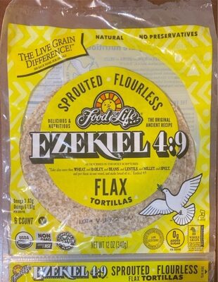 Flax Flourless Sprouted Tortillas, Flax