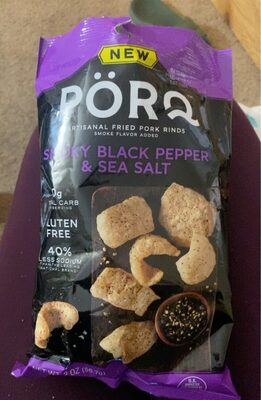 Smoky Black Pepper & Sea Salt Artisanal Fried Pork Rinds, Black Pepper; Sea Salt