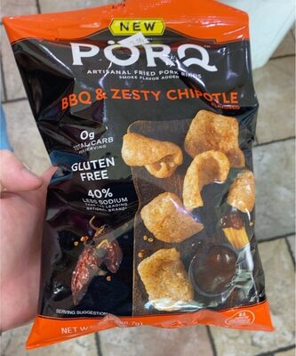 BBQ & Zesty Chipotle Flavored Artisanal Fried Pork Rinds, BBQ; Zesty Chipotle