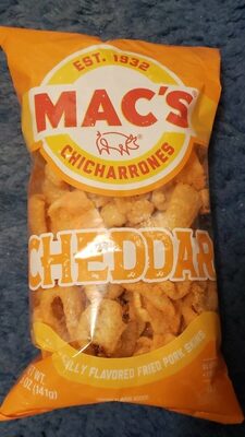 Cheddar Flavored Fried Pork Skins Chicharrones, Cheddar