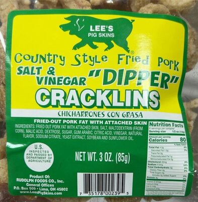 Salt & Vinegar Country Style Fried Pork ""Dipper"" Cracklins, Salt & Vinegar