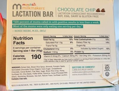 Chocolate Chip Lactation Bars, Chocolate Chip