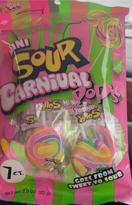 Sour Apple Flavored Mini Sour Carnival Pops, Sour Apple