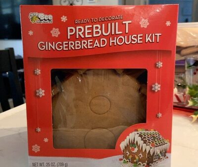 Gingerbread House Kit - Premixed Icing, Decorator Bag & Round Tip, Mini Beads, Mini Gumdrops, Holley Leaves & Berries, Gingerbread