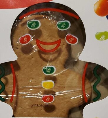 Giant Gingerbread Pal Cookie Decorating Kit - Assorted Jelly Belly Jelly Beans, Pre-Baked Gingerbread Cookie Figure, French Vanilla Flavored White Icing, Red & Green Icing, Giant Gingerbread Pal, French Vanilla