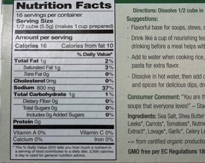 Organic Vegetable Bouillon, Vegetable