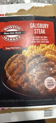 Salisbury Steak In A Savory Beef Gravy With Rotelle Pasta In A Creamy Three-Cheese Sauce, Salisbury Steak