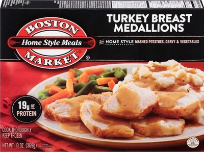 Turkey Breast Medallions With Steamed Vegetables And Signature, Homestyle Mashed Potatoes & Gravy, Turkey Breast