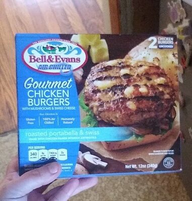 Roasted Portabella & Swiss Gourmet Chicken Burgers With Mushrooms & Swiss Cheese, Roasted Portabella & Swiss