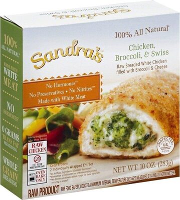 Chicken, Broccoli & Swiss Raw Breaded Stuffed Chicken Breasts With Rib Meat Filled With Broccoli & Cheese, Chicken, Broccoli & Swiss