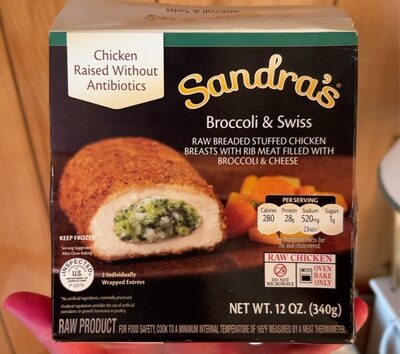 Broccoli & Swiss Raw Breaded Stuffed Chicken Breasts With Rib Meat Filled With Broccoli & Cheese, Broccoli & Swiss