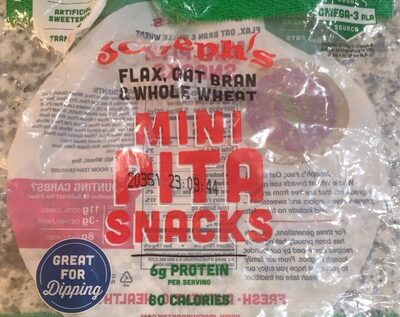 Flax, Oat Bran & Whole Wheat Mini Pita Snacks, Flax, Oat Bran & Whole Wheat