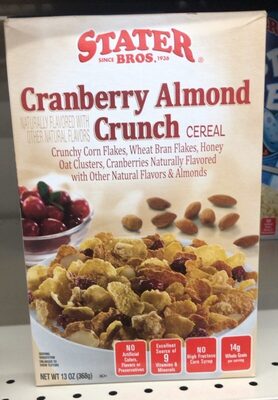 Cranberry Almond Crunch Crunchy Corn Flakes, Wheat Bran Flakes, Honey Oat Clusters, Cranberries Cereal, Cranberry Almond Crunch